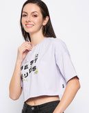 Madame Lilac Cotton Typography Crop Tshirt