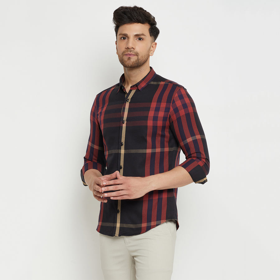 Camla Barcelona Chequered Black Shirt