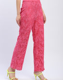 Madame Pink Floral Lace Fabric Trouser