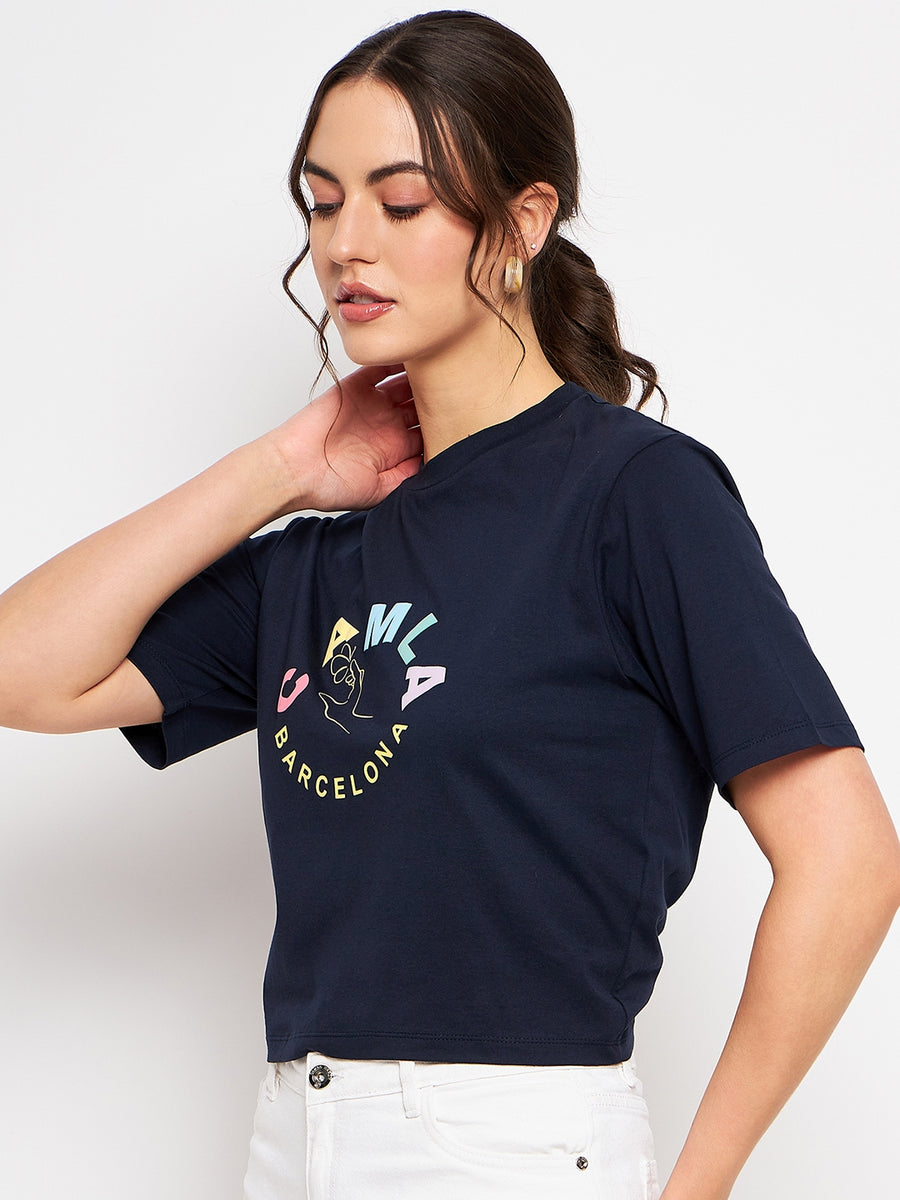 Camla Navy T- Shirt For Women