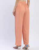 Madame Solid Peach Textured Palazzo