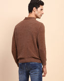 Camla Barcelona Brown Mock Neck Full Sleeve Sweater