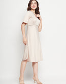 Camla Barcelona Sequin Embellished Midi Fawn A Line Dress