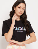 Camla Barcelona Cotton Black Typography Tshirt