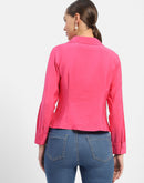 Madame Textured Pink Ruched Shirt