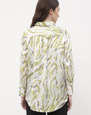Madame Abstract Print Olive Green Regular Shirt
