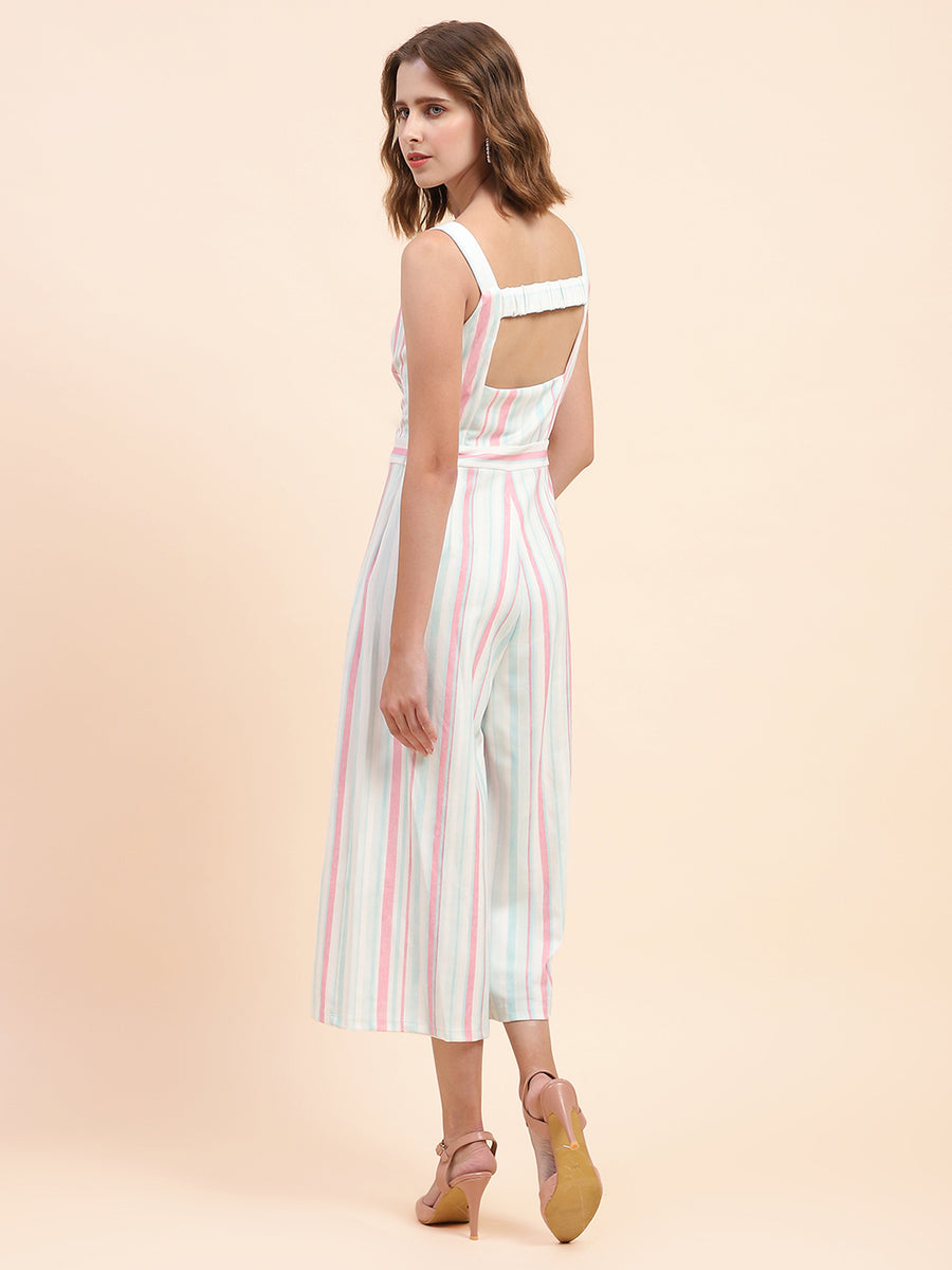 Camla Barcelona Striped White Jumpsuit