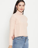 Camla Barcelona Cable Knit Peach Turtleneck Sweater