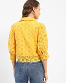 Madame Schiffli Mustard Yellow Regular Shirt