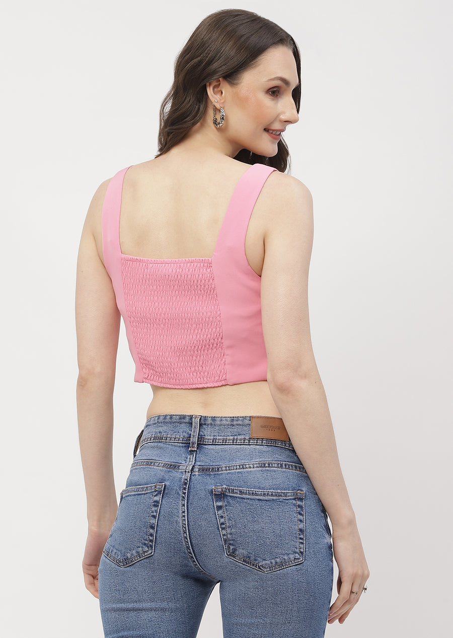 Madame Solid Pink Corset Style Top