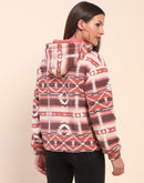 Camla Barcelona Aztec Print Hooded Brown Sweatshirt
