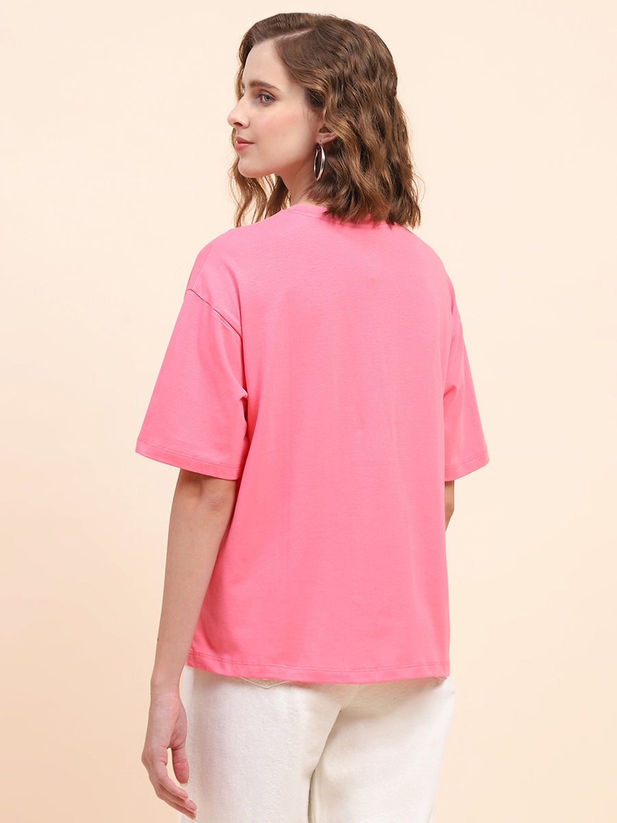 Camla Barcelona Typography Pink T-Shirt