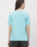 Madame Graphic Print Aqua Blue Regular T- Shirt
