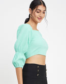 Camla Seafoam Square Neck Top For Women