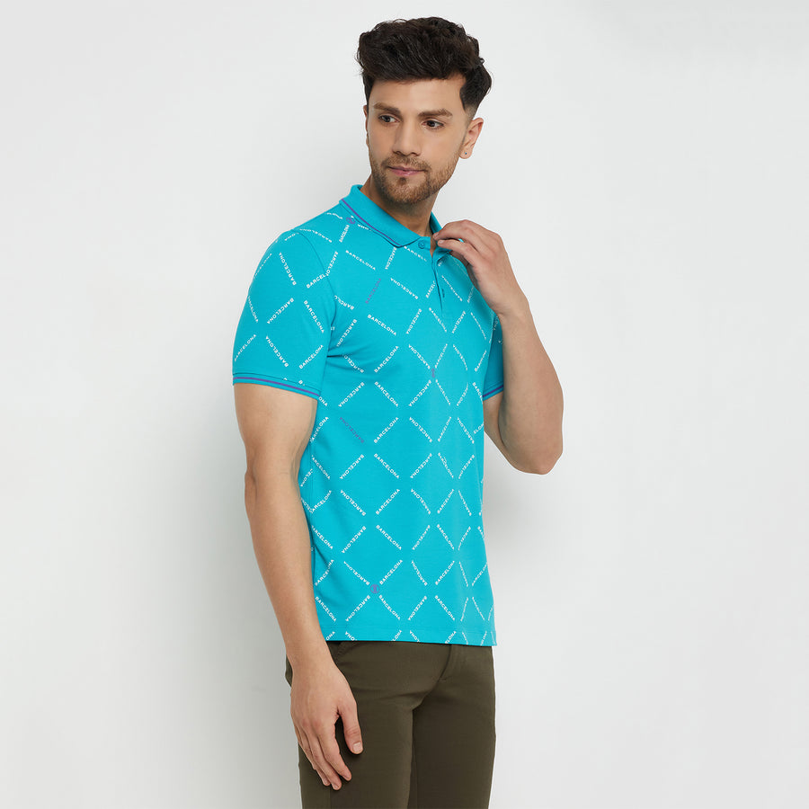 Camla Turquoise T -Shirt For Men