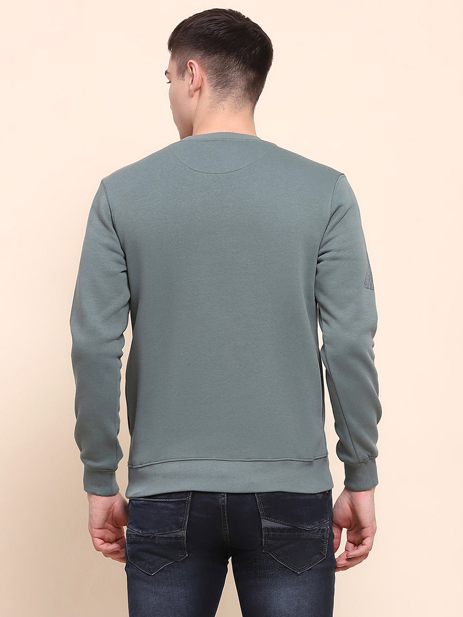 Camla Barcelona Cotton All Over Embroidered Dusty Green Sweatshirt
