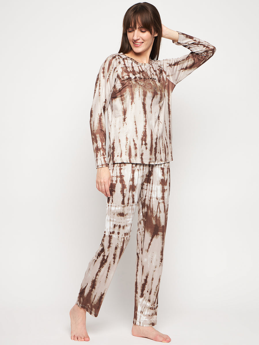 Msecret Brown Marbled Print Night Suit