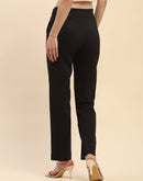 Camla Barcelona Solid Black Straight Fit Trouser