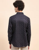 Camla Barcelona Printed Navy Blue Button Down Shirt