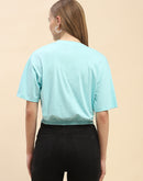 Camla Barcelona Embellished Typography Sky Blue Elasticated Waist T-Shrit