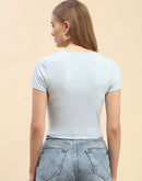 Camla Barcelona Square Neck White Ribbed Crop Top