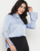 Madame Sky-blue Party Wear Shirt