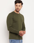 Camla Barcelona Round Neck Olive Green Long Sleeve T-Shirt