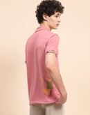 Camla Barcelona Solid Dusty Pink Polo Neck T-shirt