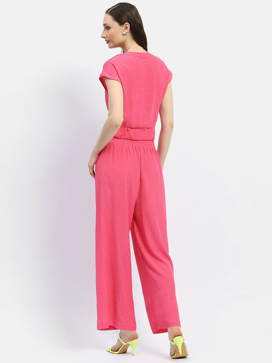 Madame Textured Hot Pink Knotted Co-Ord Set
