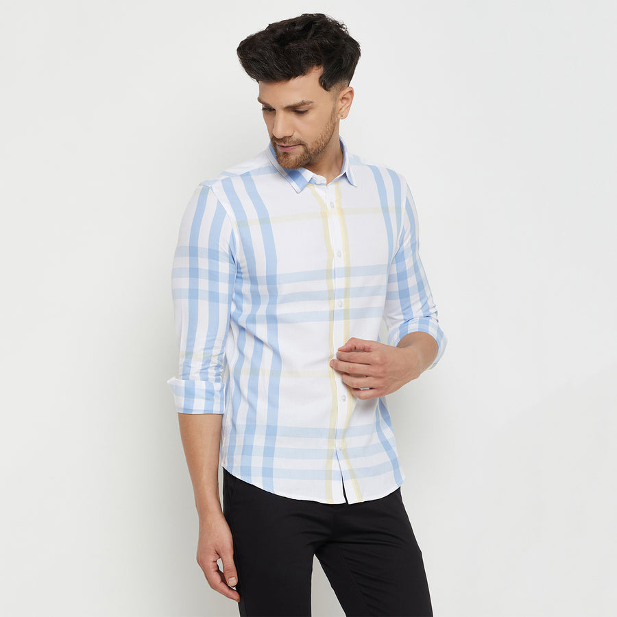 Camla Barcelona Colourblocked White Shirt For Men