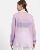 Madame Semi Sheer Lilac Shirt with Colour blocked Inner