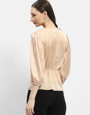 Madame Peasant Sleeve Golden Chain Adorned Top