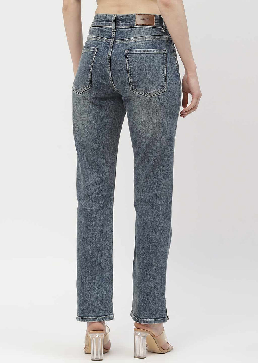 Madame Washed Blue Straight Fit Jeans