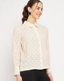 Camla Barelona Chequered Off-White Shirt for Women