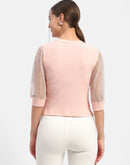Madame Knit Sleeve Pink Regular Top