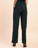 Camla Barcelona Side Slit Salem Blue Straight Fit Trousers