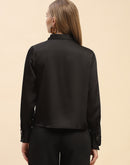 Camla Barcelona Solid Black Satin Shirt