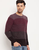 Camla Barcelona Colourblocked Wine Sweater For Men