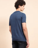 Camla Barcelona Colour Blocked Navy Blue Polo Neck T-Shirt