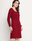 Madame Maroon Knitted Dress