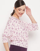 Madame Pink Elasticated Waist Cotton Floral  Top