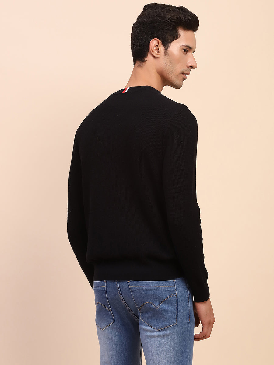 Camla Barcelona Crew Neck Solid Black Sweater