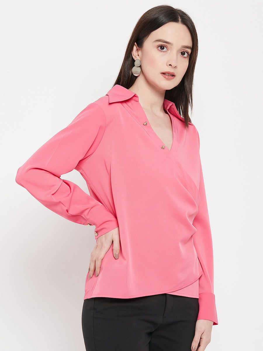 Camla Frenchrosepink V- Neck Top For Women