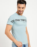 Camla Barcelona Typography Blue Regular T-Shirt