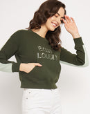 Camla Barcelona Typography Olive Green Sweatshirt