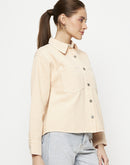 Camla Peach Solid Jacket For Women