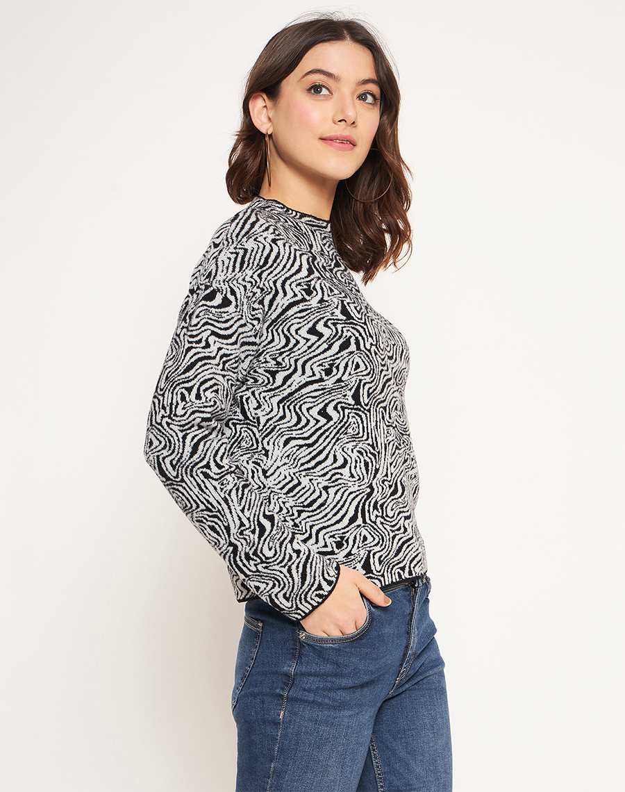 Madame Black Animal Print Sweater