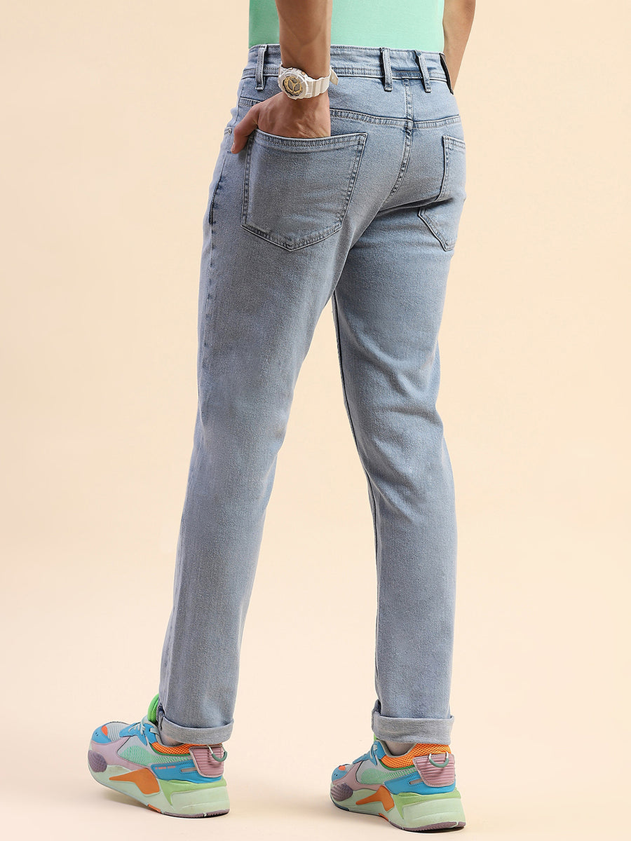 Camla Barcelona Distressed Ice Blue Straight Fit Jeans