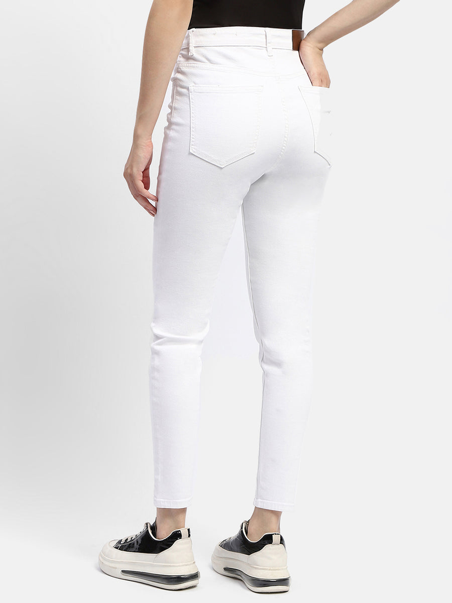 Madame Solid White Slim Fit Jeans