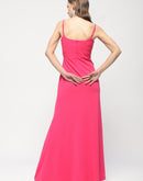 Madame Embellished Square Neck Hot Pink Maxi Dress